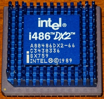 Intel i486 DX2 66 MHz CPU (A80486DX2-66) sSpec: SX759 (blue Heatsink) USA 1989